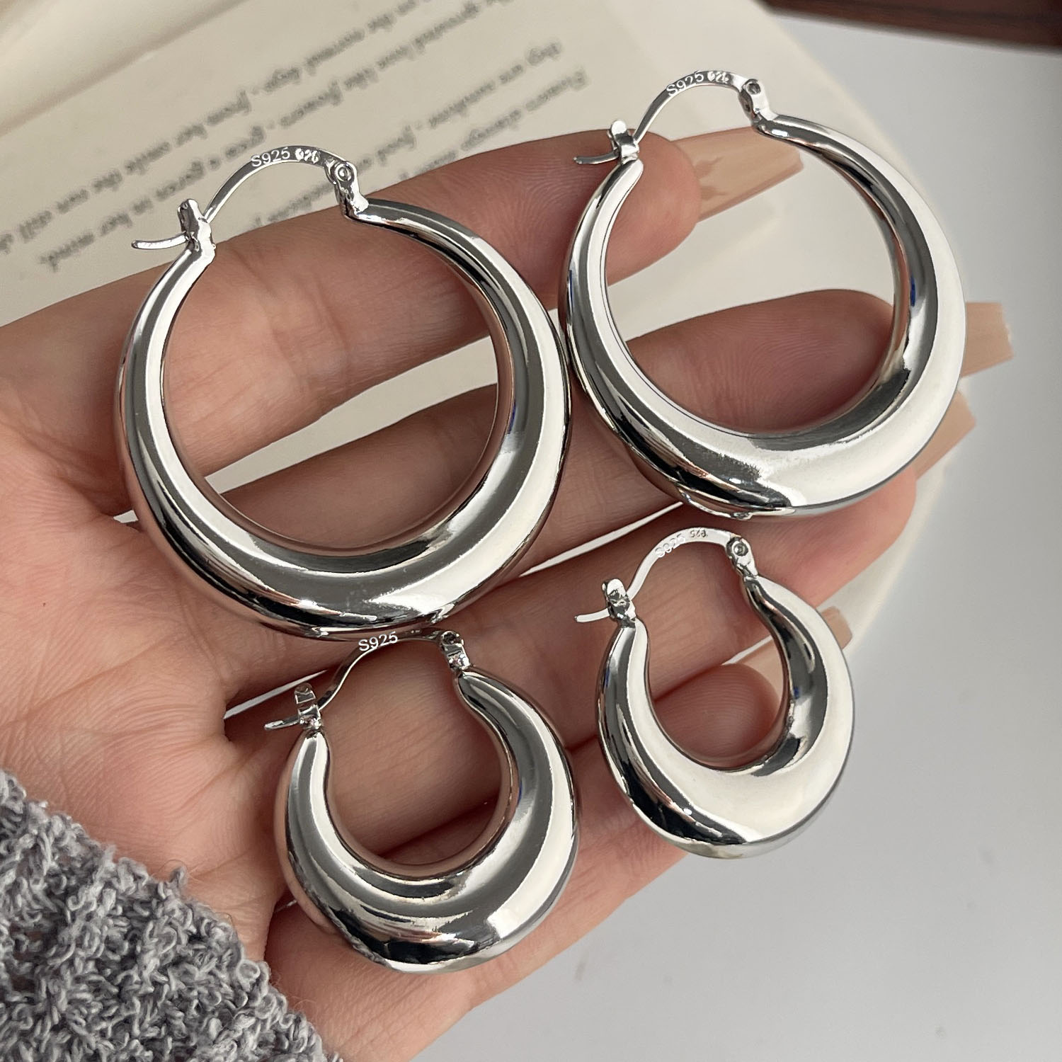 Statement Earrings Oversized - Boucles d'oreilles Vintage en argent Sterling