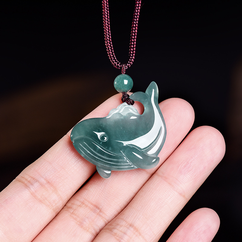 Women Accessories Products - Collier pendentif baleine en jadéite birmane