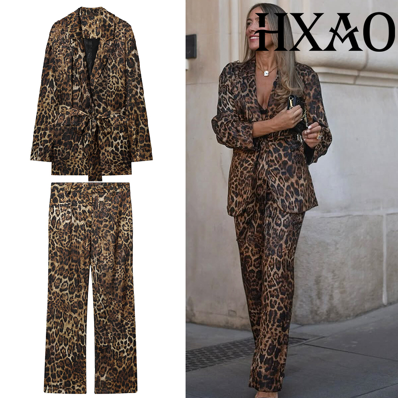 HXAO léopard pantalon ensemble - Women Electronic Accessories avis et prix